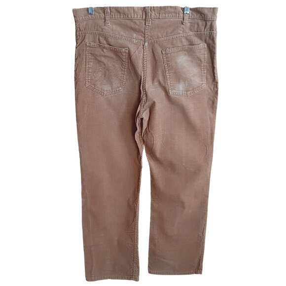 37x30 Vintage 1970's Mens Bootcut Flare Jeans GOLDEN BROWN HIPPY Raw Cords - Picture 1 of 7